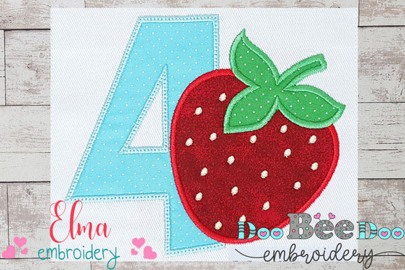 Strawberry Number 4 Four 4th birthday - Applique
