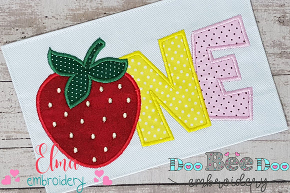 Strawberry Number 1 One 1st Birthday - Applique