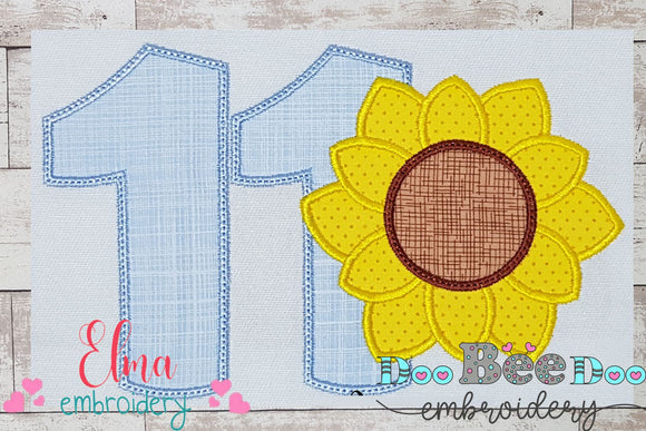 Sunflower Number Eleven 11 Elenth Birthday - Applique