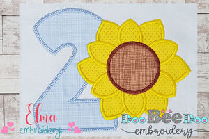 Sunflower Number 2 Two 2nd Birthday - Applique