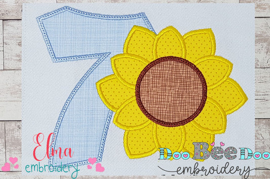 Sunflower Number 7 Seven 7th Birthday - Applique