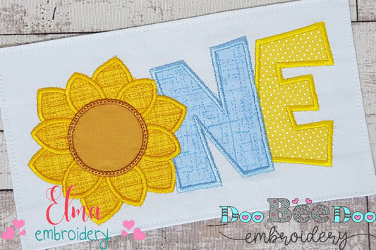 Sunflower Number 1 One 1st Birthday - Applique