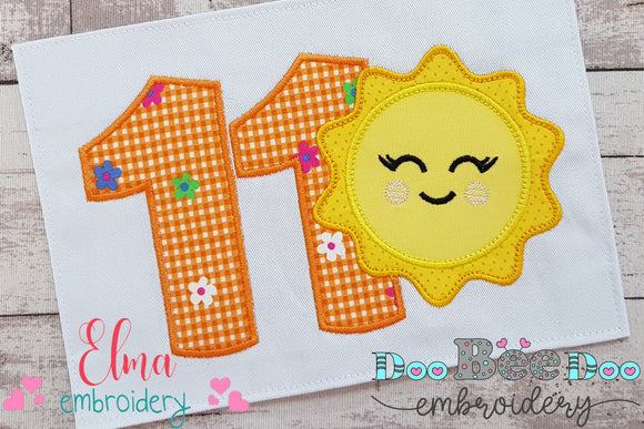 Sunshine Number Eleven 11 Elenth Birthday - Applique