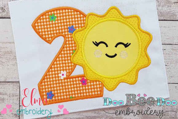 Sunshine Number 2 Two 2nd Birthday - Applique