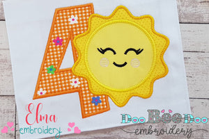 Sunshine Number 4 Four 4th birthday - Applique