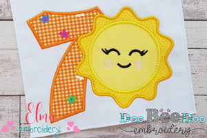 Sunshine Number 7 Seven 7th Birthday - Applique