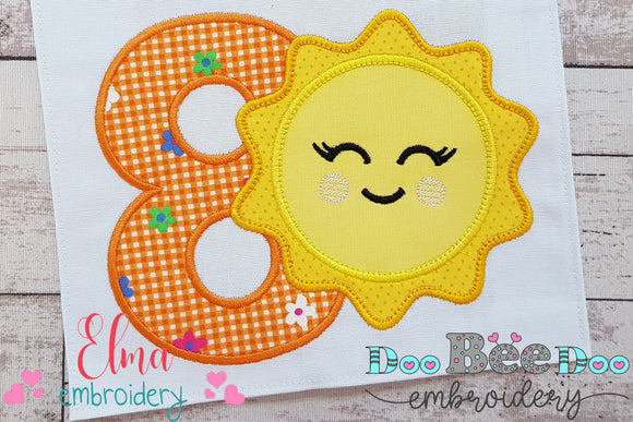 Sunshine Number 8 Eight 8th Birthday - Applique