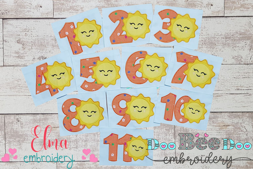 Sunshine Birthday Set Numbers 1-11 - Applique