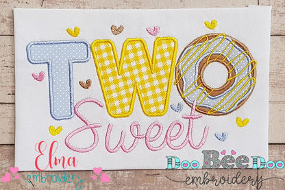 Two Sweet Donut 2nd Birthday - Applique - Machine Embroidery Design