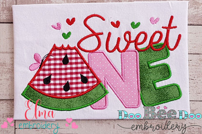 Sweet One Watermelon 1st Birthday - Applique - Machine Embroidery Design