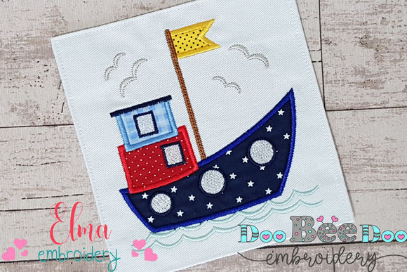 Sail Boat - Applique - Machine Embroidery Design