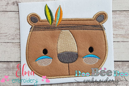 Boho Bear Face - Applique