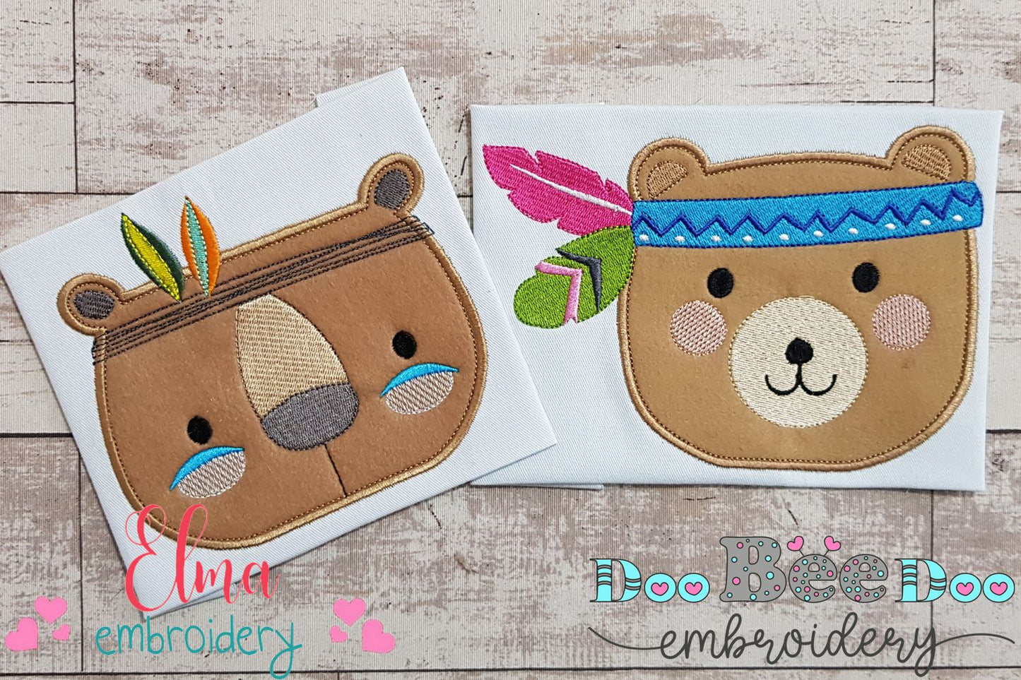 Boho Bear Face - Applique - Set of 2 designs