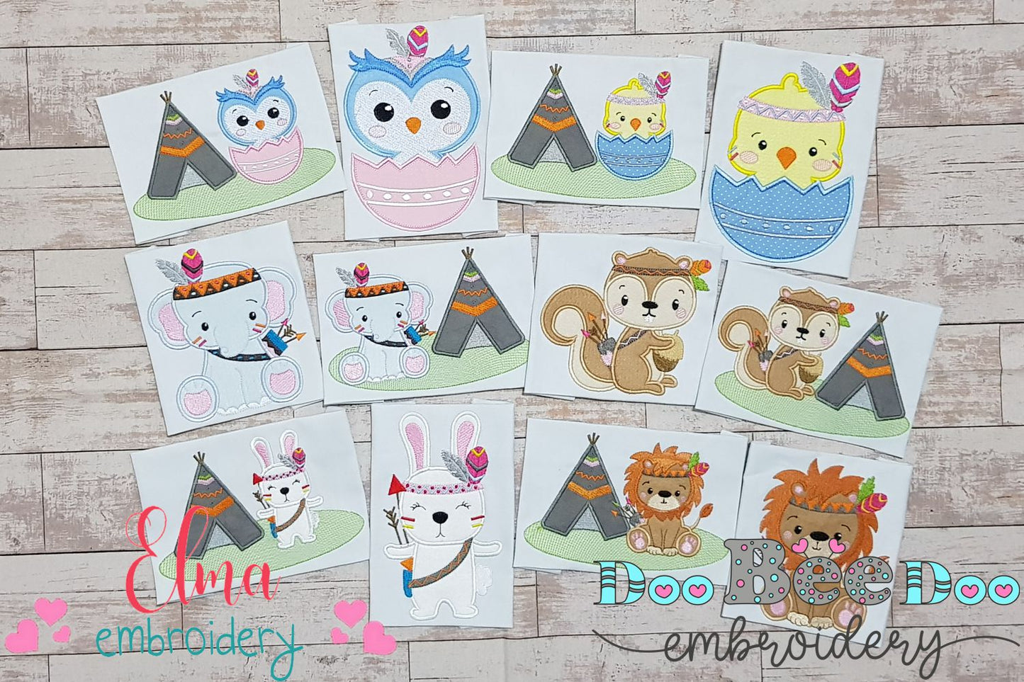 Indian Animals Boho - Applique - Set of 12 designs