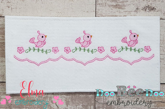 Cute Bird Delicate Border - ITH Project - Machine Embroidery Design