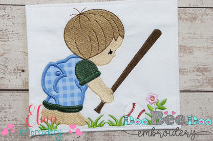 Little Boy with Baseball Ball - Applique