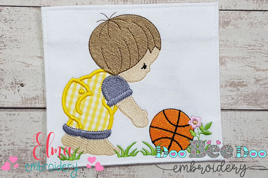 Little Boy with Basketball Ball - Applique