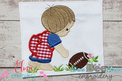 Little Boy with Football Ball - Applique