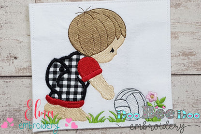Little Boy with Volleyball Ball - Applique