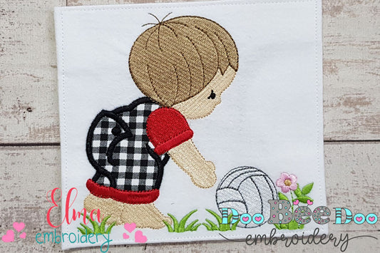 Little Boy with Volleyball Ball - Applique