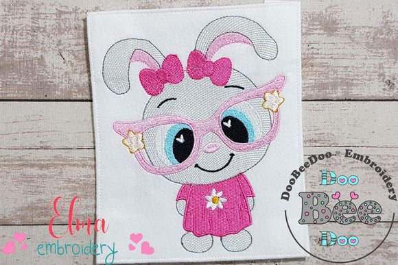 Cute Bunny Girl with Glasses - Fill Stitch - Machine Embroidery Design