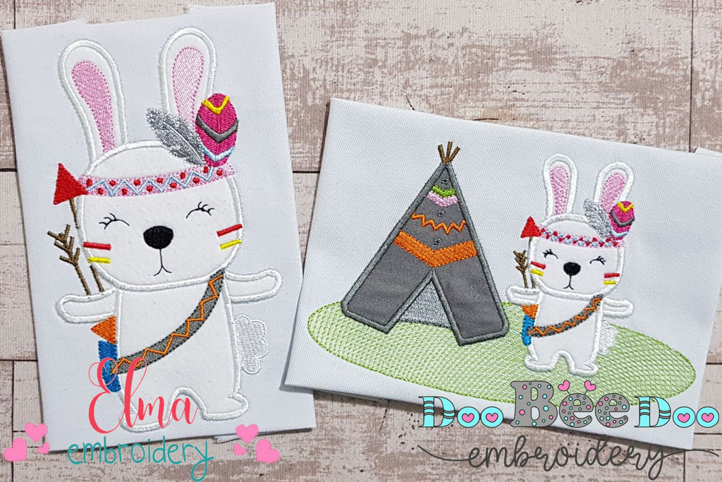 Indian Boho Bunny - Applique - Set of 2 designs