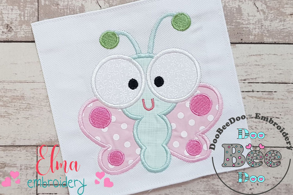 Cute Butterfly Big Eyes - Applique Embroidery
