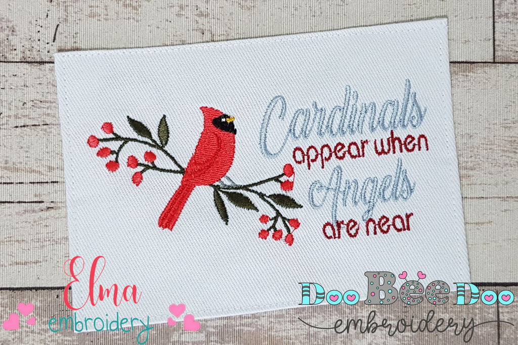 Cardinals Appear when Angels are Near - Fill Stitch - Machine Embroidery Design