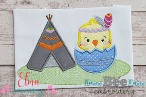 Indian Boho Chick and Tee Pee - Applique