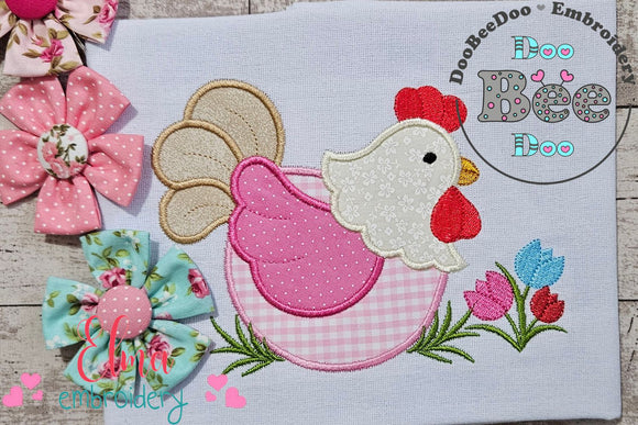 Chicken with Tulips - Applique