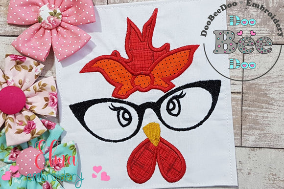Lady Chicken - Applique - Machine Embroidery Design