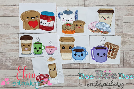 Happy Breakfast Elements - Applique - Set of 7 designs