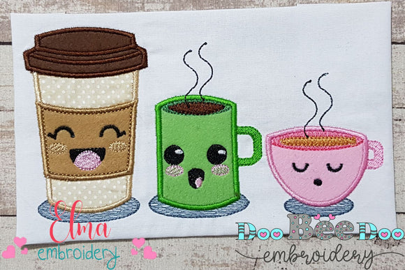 Happy Coffee, Hot Chocolate and Tea - Applique