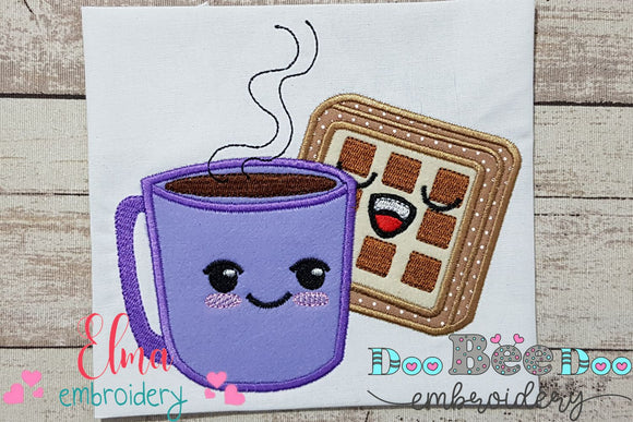 Happy Hot Chocolate and Waffle - Applique
