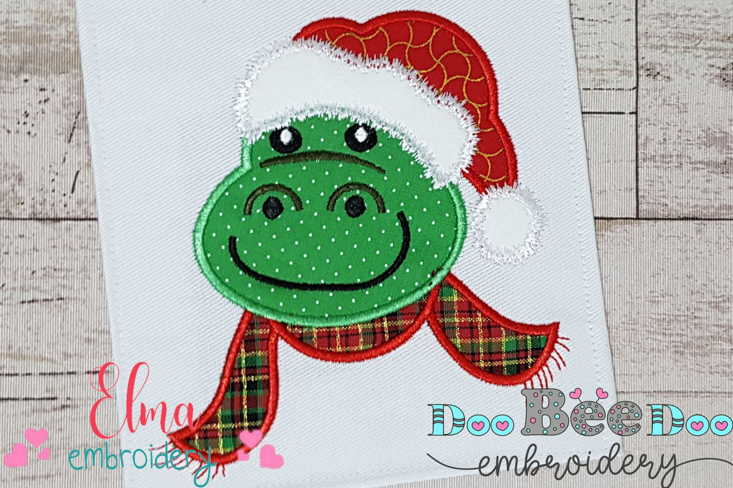 Christmas Aligator Face Santa - Applique