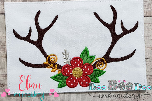 Christmas Flower Antlers - Applique