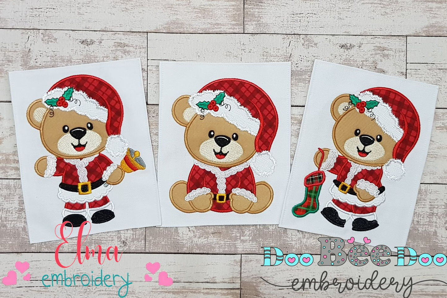 Christmas Teddy Bear Boy - Set of 3 designs - Applique