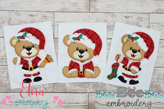 Christmas Teddy Bear Boy - Set of 3 designs - Applique