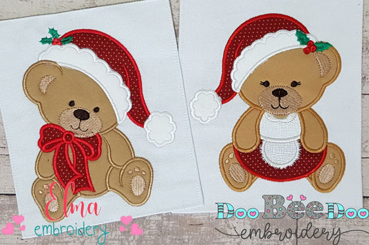 Christmas Teddy Bear Girl and Boy - Set of 2 designs - Applique