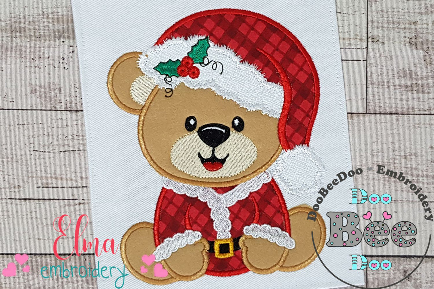 Christmas Teddy Bear Boy Santa - Applique - Machine Embroidery Design