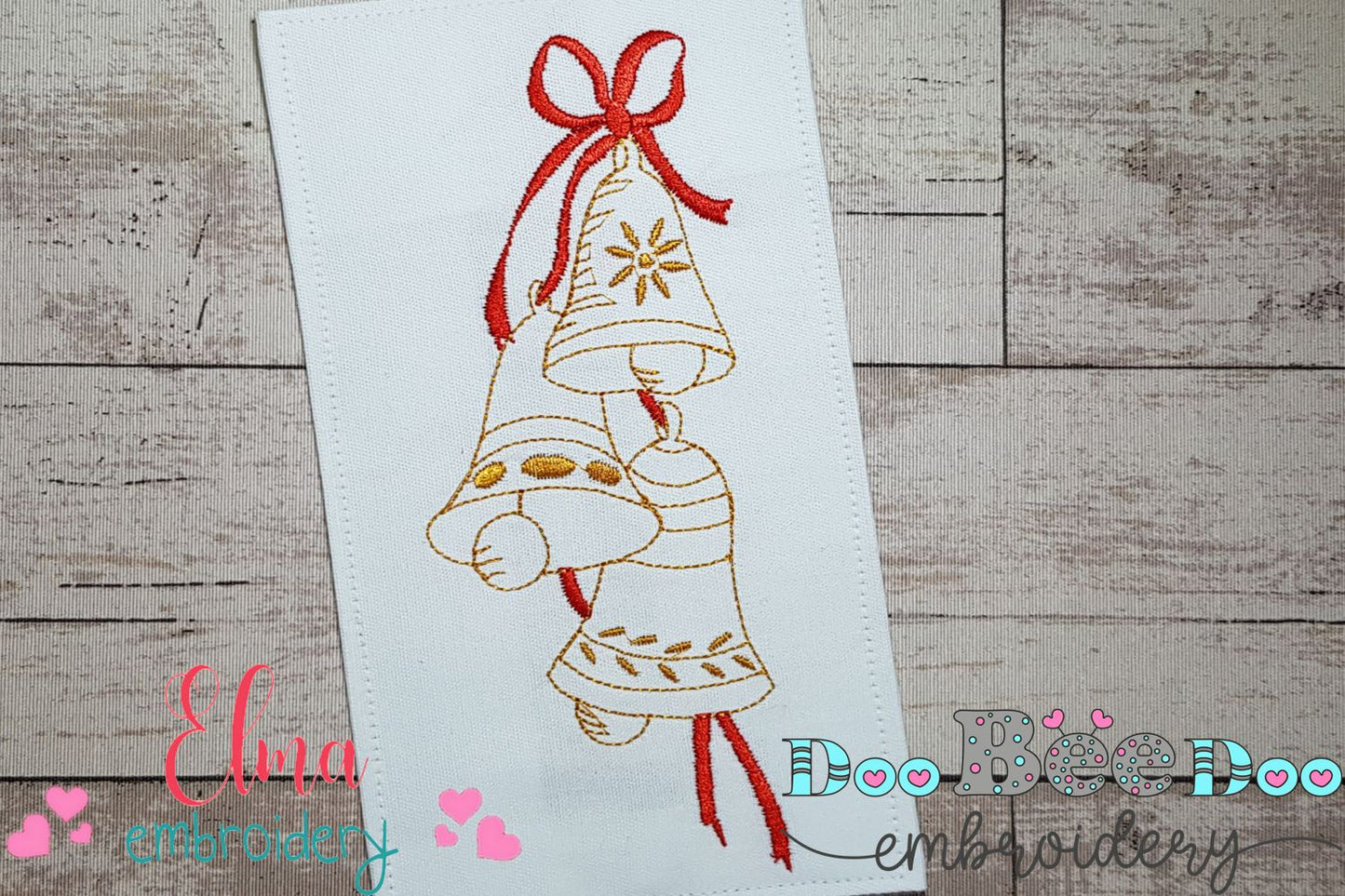 Christmas Bells - Redwork - Machine Embroidery Design