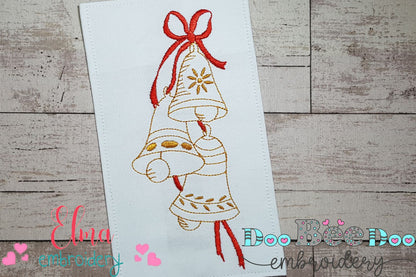 Christmas Bells - Redwork - Machine Embroidery Design