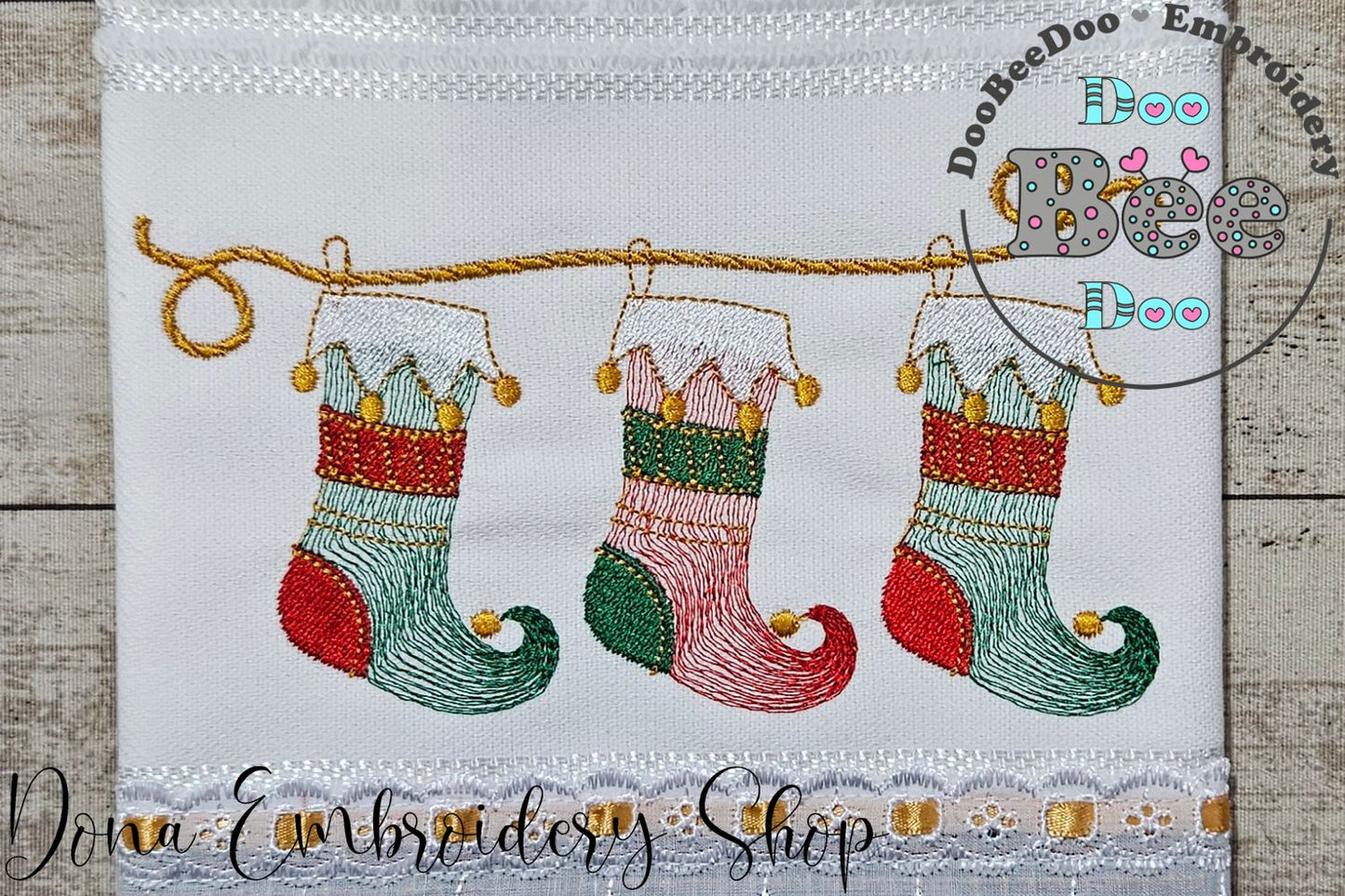 Three Christmas Boot - Rippled Stitch