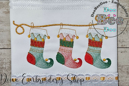 Three Christmas Boot - Rippled Stitch