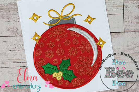 Christmas Bulb - Applique - Machine Embroidery Design