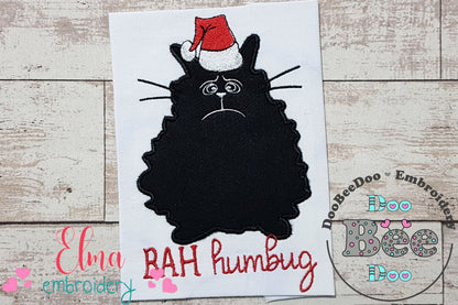 Bah Humbug Grumpy Christmas Cat - Applique