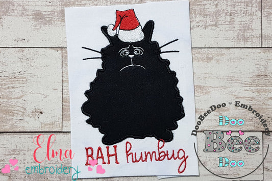 Bah Humbug Grumpy Christmas Cat - Applique