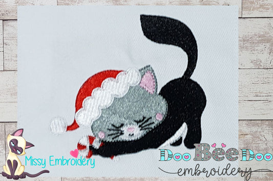 Black Christmas Kitty - Fill Stitch