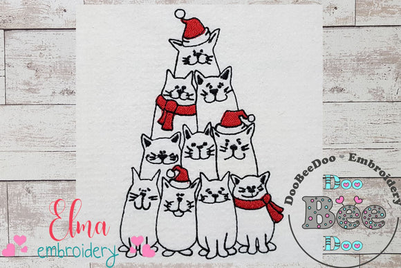 Christmas Cat Tree - Fill Stitch