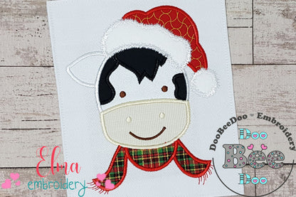 Christmas Cow Face Santa - Applique